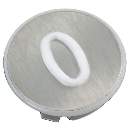Pressel, KONE, KSS, tactil, round, white, st.steel brushed, symbol "0"