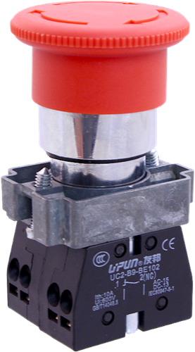 Stoppknapp, Tryck+Vrid, 1NO+1NC, M22, D=40mm