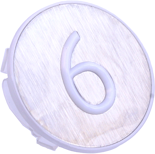 Pressel, KONE, KSS, tactil, round, white, st.steel brushed, symbol "7"