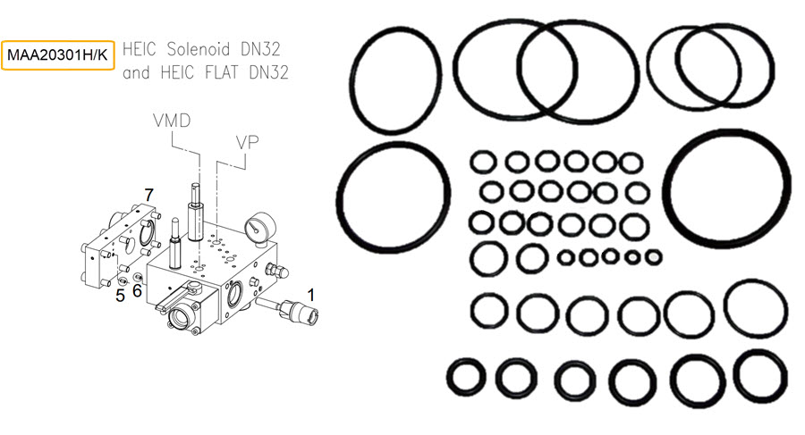 O-ringsatz, Otis 2000H, HEIC DN32 Ventilblock