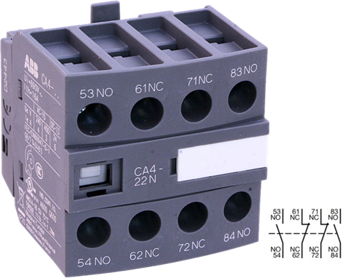 Hilfsschalterblock, ABB CA4-22N, Schraubanschl., 2NO/2NC, Frontmont.