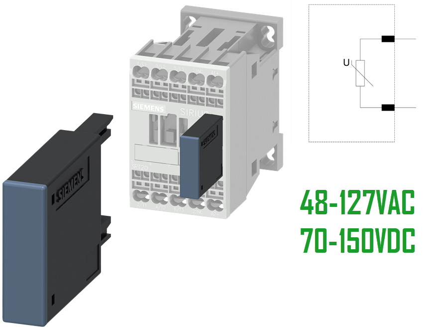 RC suppressor, Siemens, 3RT2916-1BC00, 48-127VAC, 70-150VDC
