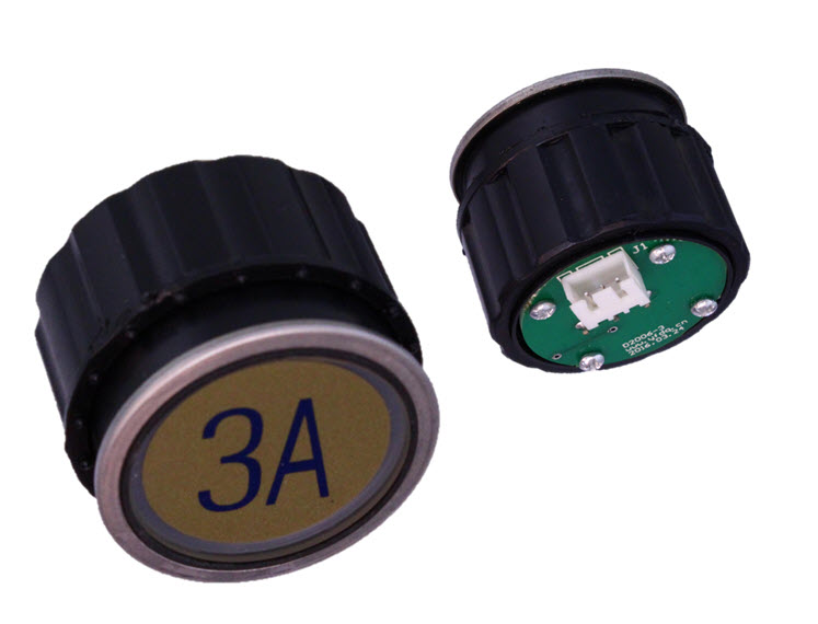 Tryckknapp Schindler D2, 3-pin, grön LED, ''3A''