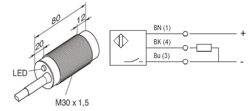 Induktiv brytare, KONE, IX23, 10-30VDC