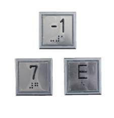 Tryckknapp, Thyssen SMC, Braille, ''5'', blå LED