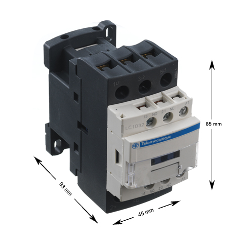 Contactor, Schneider/Telemec., LC1D32F7, 110VAC, 32A, 15kW