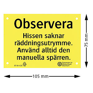 Schild, Kein sicherer Raum (Swe), 75x105mm, Kunststoff