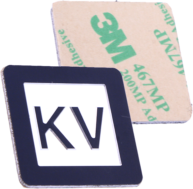 Pressel, ELMI, 28x28mm, "KV", relief, for ELMI RP42 push button