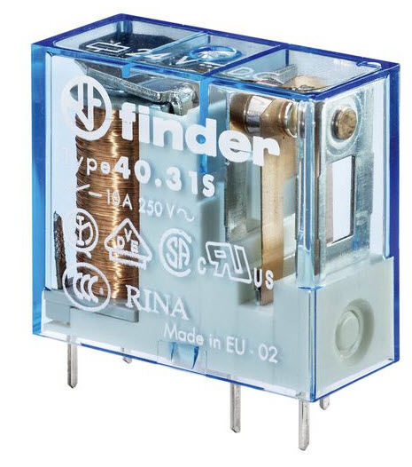 Print-relay, Finder, 24VDC/10A, 1CO, Series 40, PCB-relay