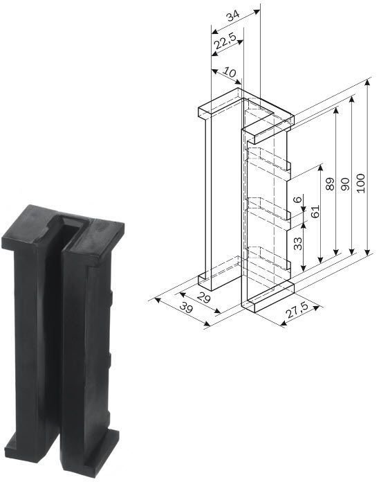 Styrskofoder, Otis, 100x29x27.5, 9+10mm
