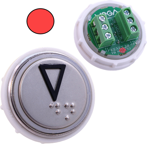 Push button, Vega, Venus, red LED, Screw, Braille, ARROW Down