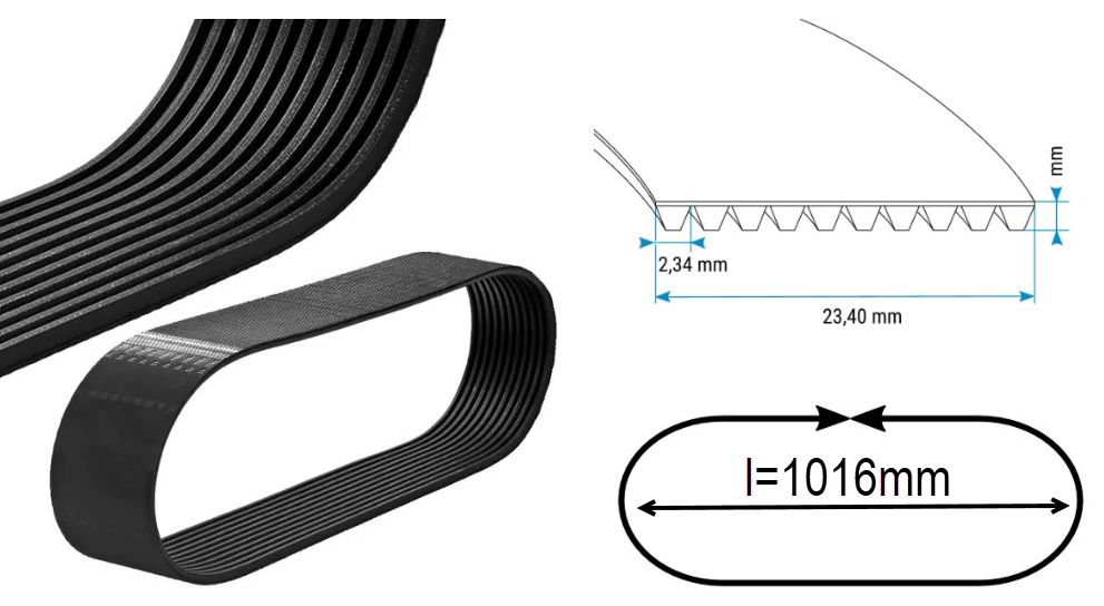 Keilrippenriemen QKS8, Poly-V, J10/23.5x1016