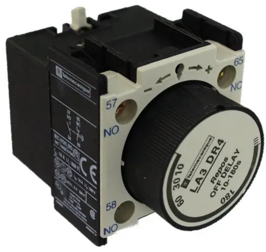 Zeitblock, Schneider/Telemec, LA3DR4, Abfallverzögert 10-180s, 1NO/1NC