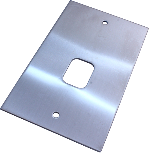 Tablåplåt, rostfritt, 1 hål för nyckelbrytare NS-2535, BxH=100x172mm