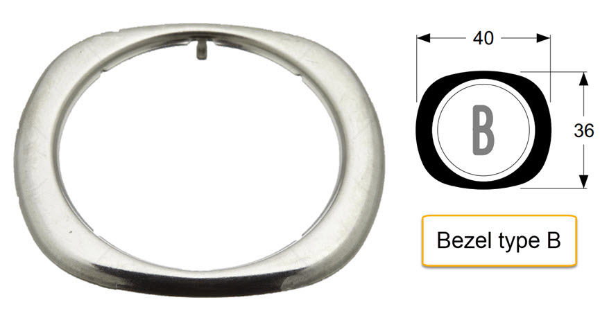 Ring rostfri borstat, DMG, Bezel B, Knapp BL/BD
