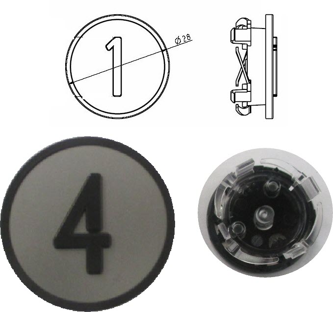 Pressel for raised KONE KSS, grey ''4''