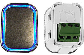 Knapp, HM-2535-S, blå med blank RF tryckbricka