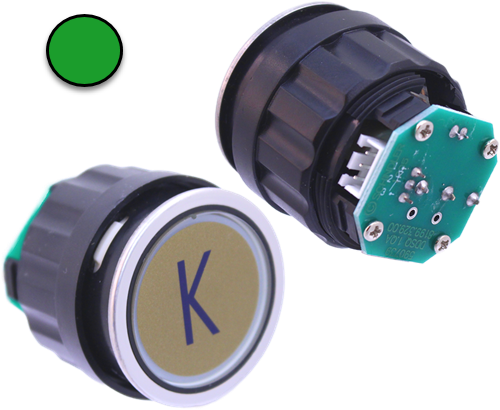 Tryckknapp Schindler D2, 3-pin, grön LED, ''K''