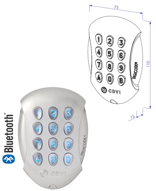 Kodlås, CDVI, Galeo BT, 12VDC, utanpåligg., med kabel