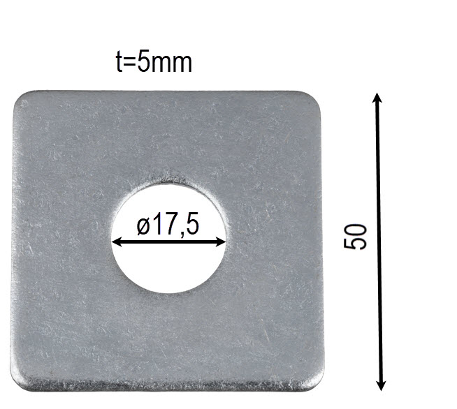 Vierkantscheibe vz., ø17,5x50x5mm, für M16