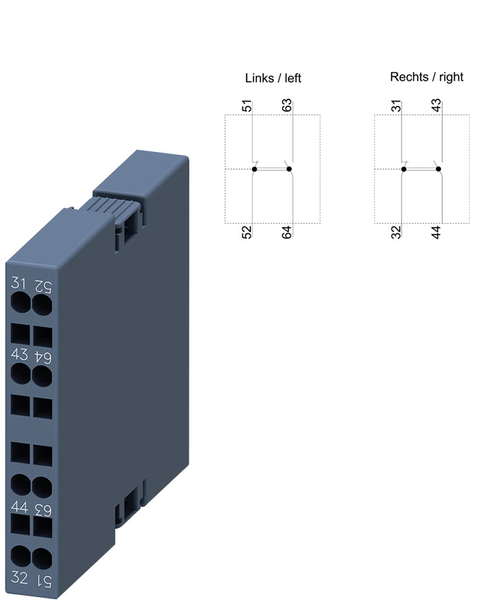 Hilfsschalteraufsatz, Siemens, 3RH29212DA11, seitlich, 1NO/1NC