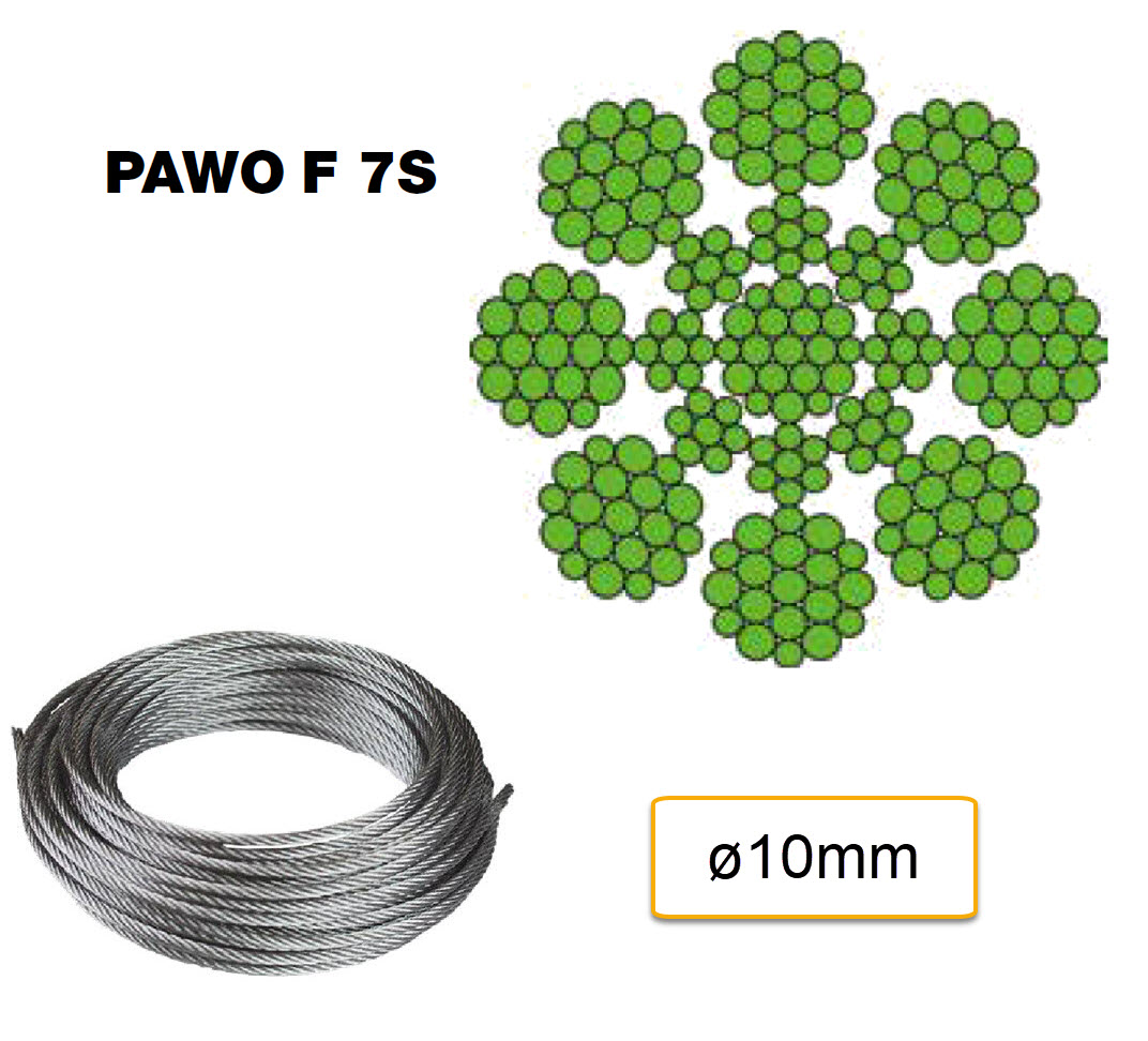 Rope G Wolf PAWO F7S, ø10mm, 8x19W-IWRC 1570 N/mm², custom/meter