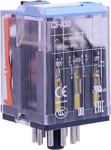 Relay, C3 industry relay, 48VAC, 11-pin, 3CO-contacts, 10A