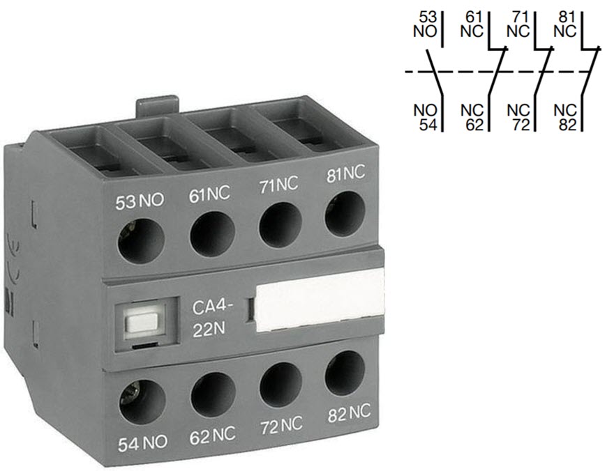 Hilfsschalterblock, ABB CA4-13N, Schraubanschl., 1NO/3NC, Frontmont.