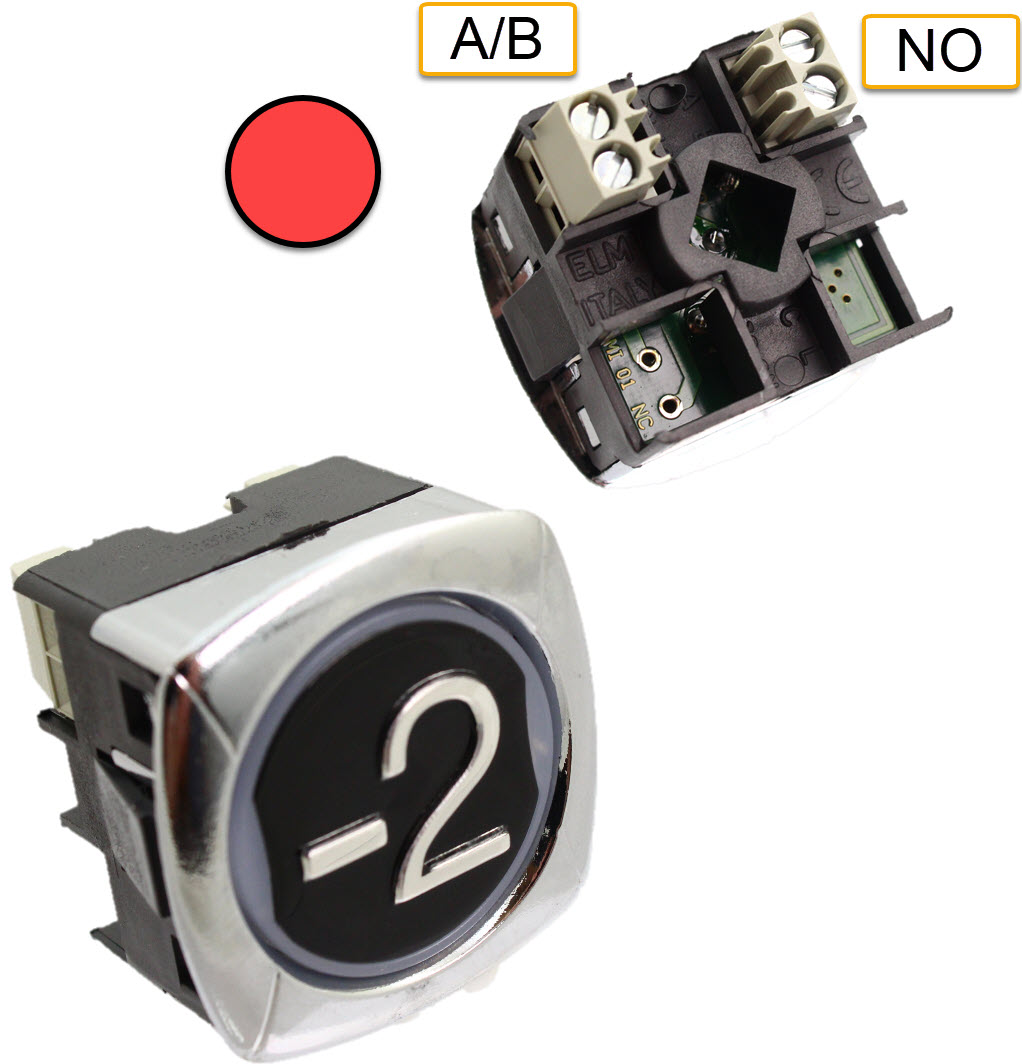 Tryckknapp, ELMI/IGV, RP42Z ZAMA, röd LED, 12/24V, 1NO, svart, ''-2''