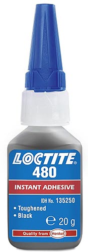 Lim, Henkel/Loctite 480, snabblim, 20 gr., svart, förstärkt