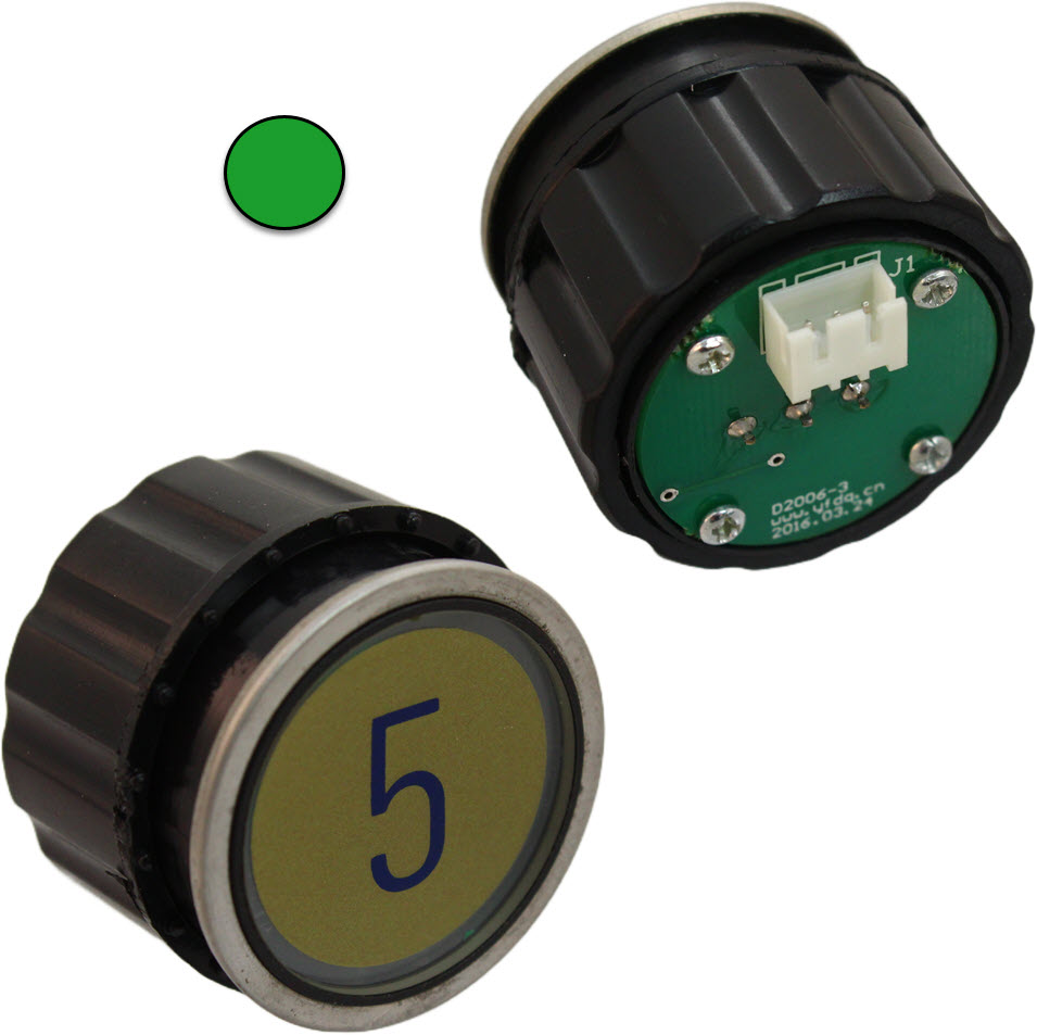 Tryckknapp Schindler D2, 3-pin, grön LED, ''5''