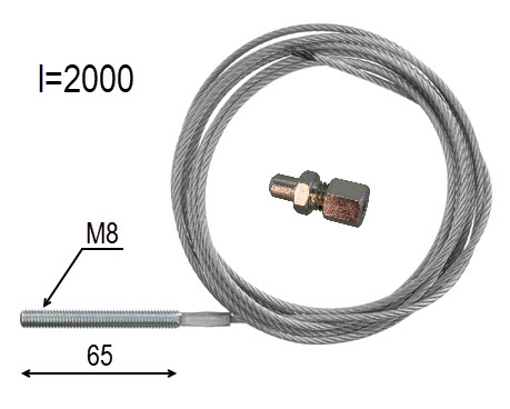 Türseil/Synch. seil, Passt Selcom/Wittur, ø=3mm, l=2000mm, uni