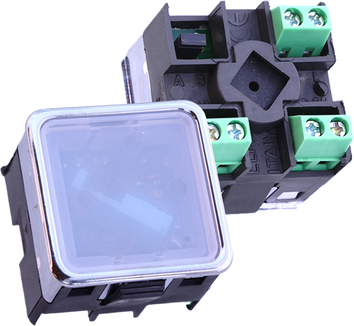 Button, ELMI/IGV, RP42, 1NO, red LED, 12/24V, beep, w/o pressel