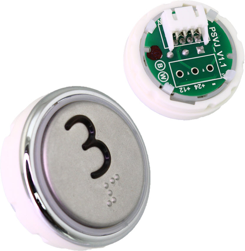 Tryckknapp, Movilift Roma, JST, röd LED, Braille ''3''
