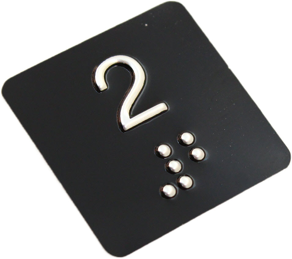 Tastplatte, ELMI/IGV Braille, "2", schwarz